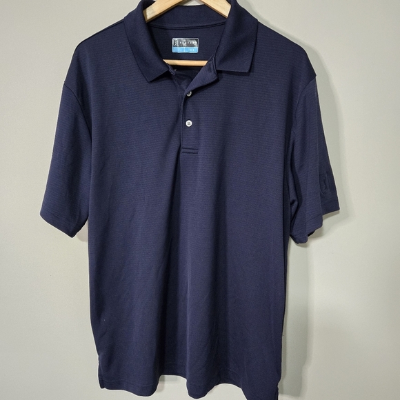 PGA TOUR Golf mens Blue Striped large polo short sleeve top - Picture 1 of 13
